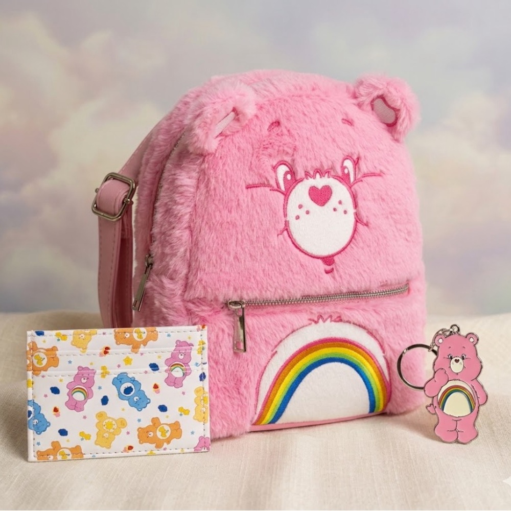 Care Bears Cheer Pink Plush Backpack Set
